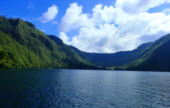 Горы, озеро, Индонезия, Sumatra, Lake Toba