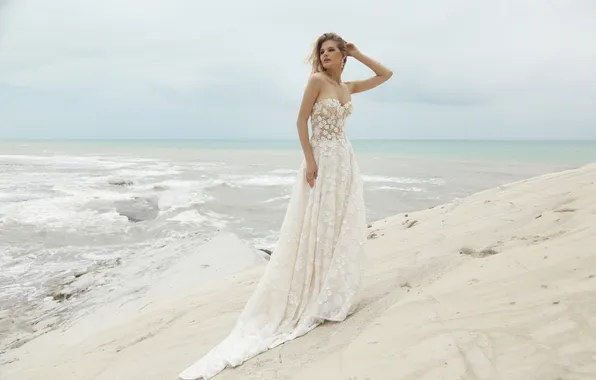 Girl, dress, beautiful, model, wedding, cute, posing, long-haired