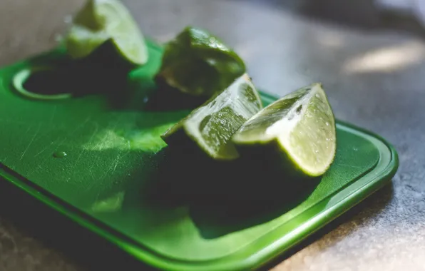 Зеленый, цитрус, доска, macro, lime