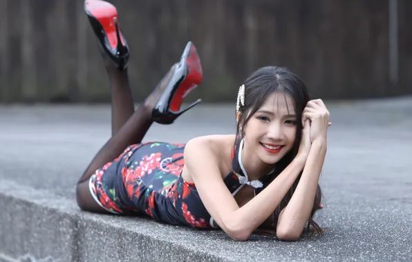 Картинка поза, улыбка, азиатка, милашка, красивая девушка, smile, beautiful girl, asian