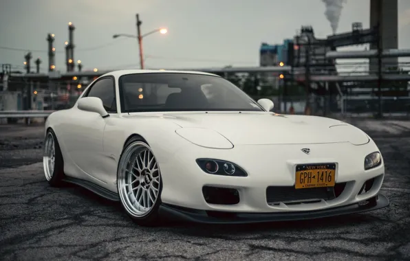 Картинка Mazda, Car, White, RX-7, BBS, Wheels, Swap, LS1