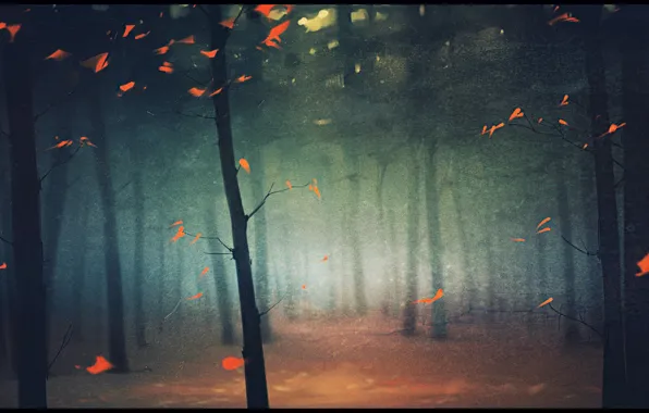 Картинка осень, лес, листья, деревья