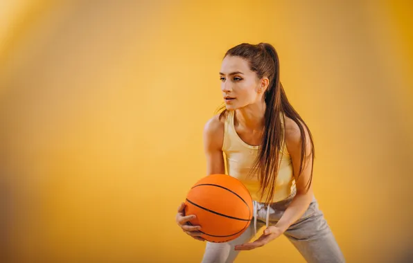 Basketball, woman, young, player, isolated