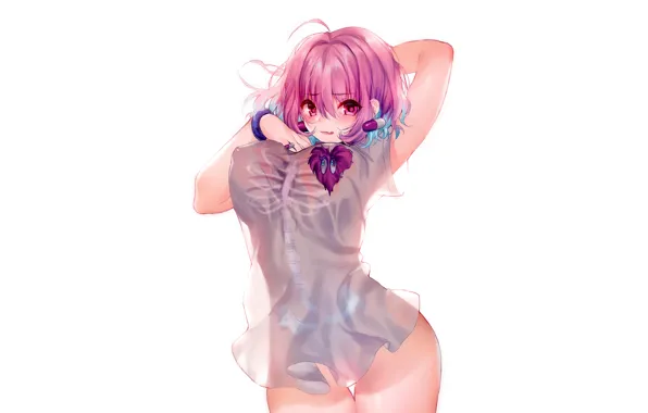 Girl, sexy, pink hair, erect nipples, dress, nipples, boobs, anime