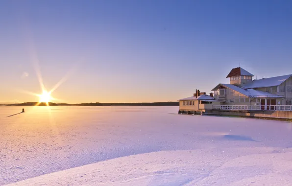 Картинка зима, закат, Финляндия, Finland, Raseborg, Raasepori, Tammisaari