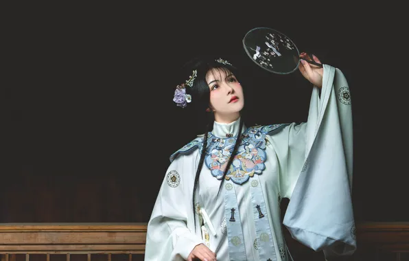 Девушка, веер, кимоно, азиатка, Chengdu Fengge