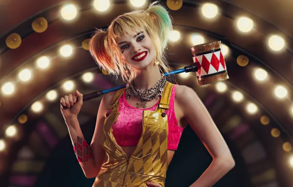 Картинка girl, beautiful, model, cosplay, harley quinn, hammer