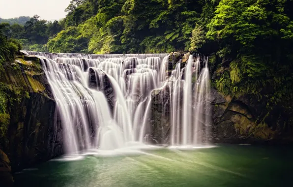Картинка лес, природа, водопад, джунгли, Taiwan, Shifen Waterfall