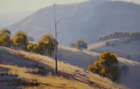 Рисунок, арт, Artsaus, Sheep Grazing near Lithgow