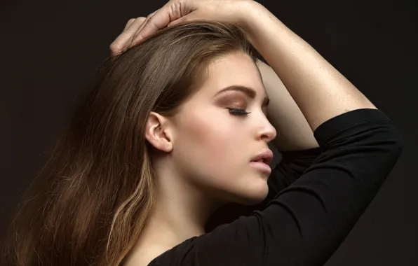 Картинка настроение, волосы, портрет, руки, профиль, СОСТОЯНИЕ