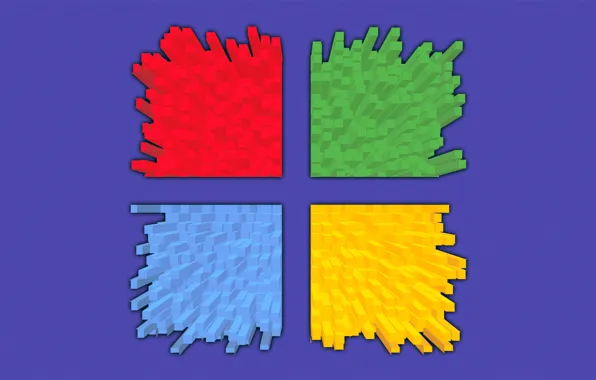 Компьютер, цвет, эмблема, windows, объем, hi-tech, операционная система