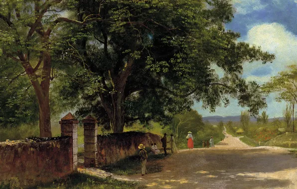 Картинка пейзаж, картина, Альберт Бирштадт, Улица в Нассау