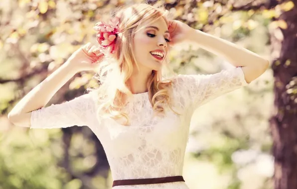 Girl, spring, happiness, beauti