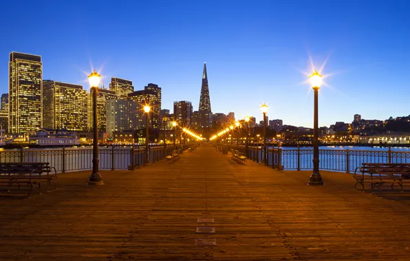Lights, фары, Калифорния, Сан-Франциско, скамейки, California, San Francisco, мол