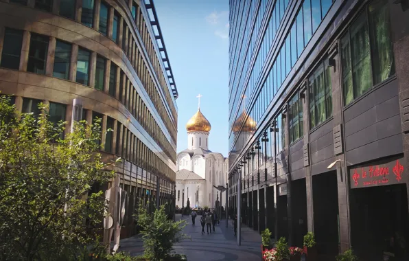 City, здания, церковь, Москва, summer, Russia, высотки, architecture