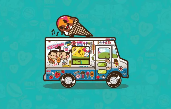 Картинка вектор, мороженое, фургон