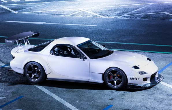 Белый, разметка, дороги, шоссе, Mazda, RX-7, Mazda RX-7