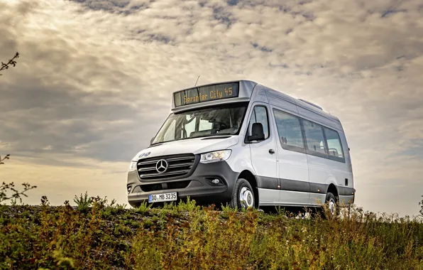 Картинка фото, Mercedes-Benz, Белый, Автобус, Автомобиль, 2019 Sprinter City
