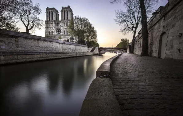 Картинка город, улица, здание, Paris, Notre Dame, архиректура