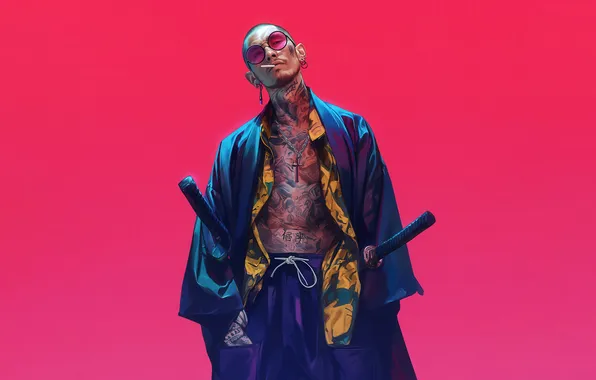 Картинка pink, glasses, Yakuza