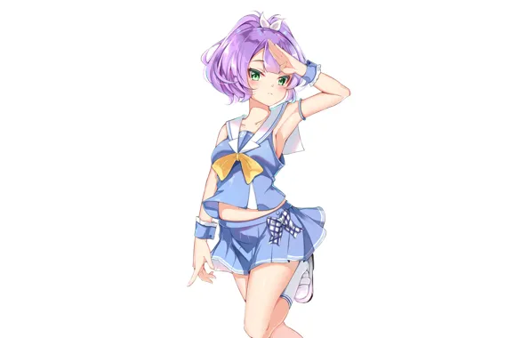 Girl, blouse, school uniform, anime, beautiful, short hair, pretty, attractive
