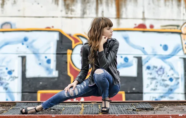 Картинка девушка, модель, джинсы, куртка, Anna Maria
