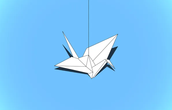 Картинка бумага, птица, минимализм, журавлик, оригами, crane, megafatboy