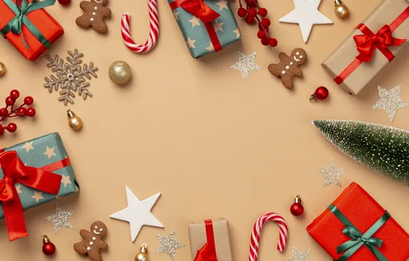 Снежинки, печенье, Рождество, подарки, Новый год, ёлка, christmas, new year