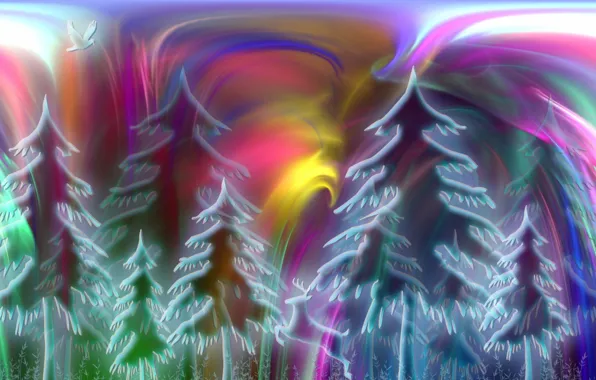 Картинка лес, природа, абстракция, цвет, форма