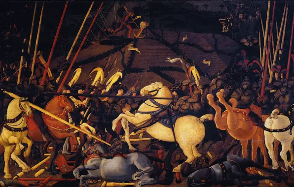 Картинка картина, Paolo Uccello, Паоло Учелло, батализм, Битва при Сан-Романо