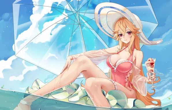 Картинка girl, sexy, cleavage, long hair, boobs, anime, beautiful, pretty