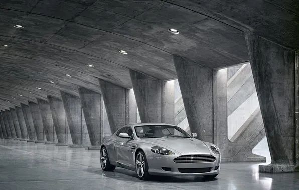 Картинка свет, серый, Aston Martin, гараж
