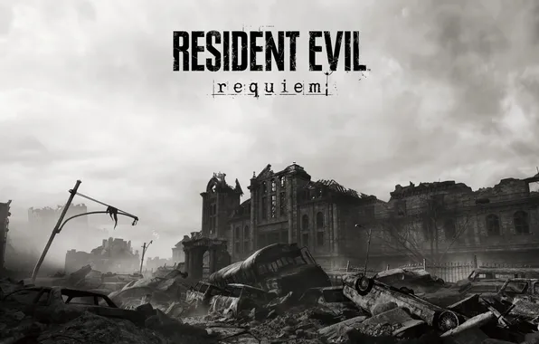City, zombie, gun, resident evil, biohazard, chaos, weapon, ruin