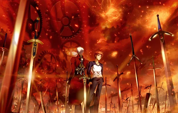 Мечи, клинки, арчер, Эмия Широ, Судьба ночь схватки, Fate / Stay Night, бесконечных клинков край