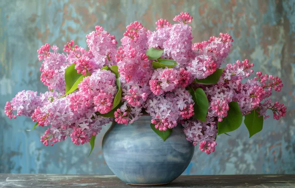Листья, цветы, ветки, стена, букет, весна, ваза, натюрморт