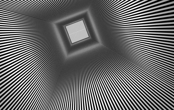 Лучи, туннель, квадрат, оптическая иллюзия