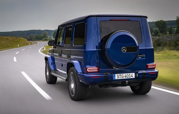 Картинка дорога, синий, Mercedes-Benz, внедорожник, 4x4, G-Class, 2019