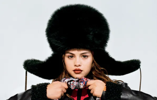 Девушка, лицо, модель, шапка, красавица, певица, selena gomez