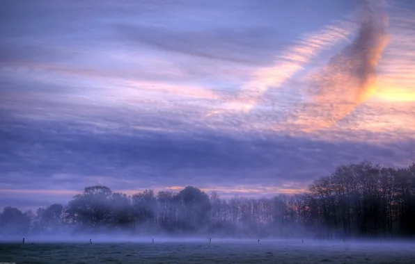 Картинка облака, туман, Утро