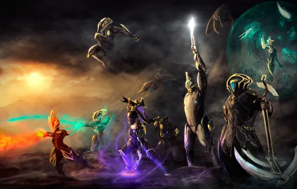Космос, оружие, игра, солдаты, броня, персонажи, Warframe