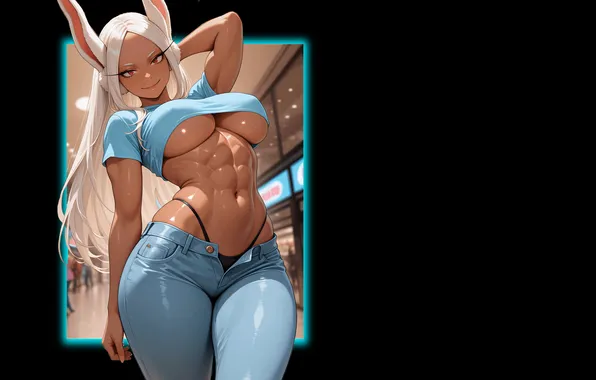 Girl, hot, sexy, boobs, muscle, anime, brown, pretty