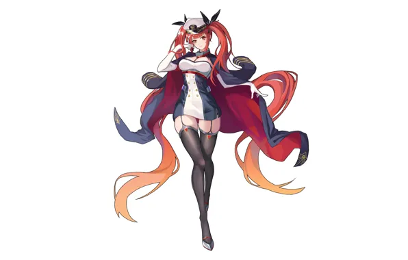 Girl, sexy, cleavage, thighhighs, long hair, dress, boobs, anime