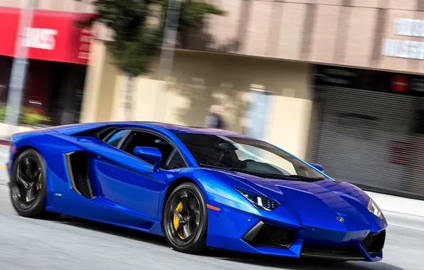 Скорость, Lamborghini, Aventador, Supercar, Monterey Blue