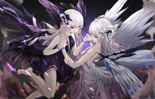 Девушки, ангелы, арт, neon (pixiv31150749)