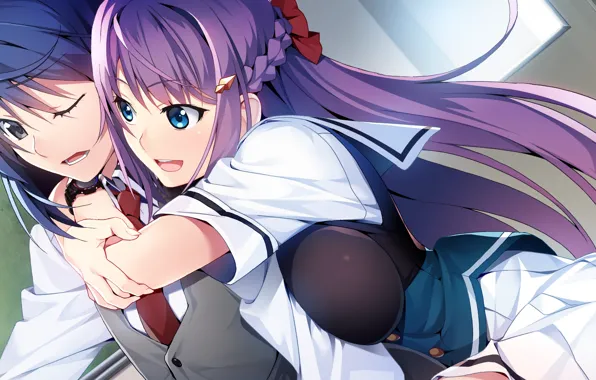 Аниме, двое, обнимашки, Grisaia: Phantom Trigger