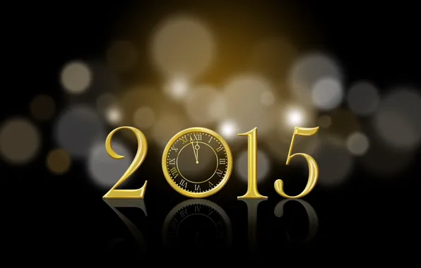 Картинка часы, новый год, боке, 2015