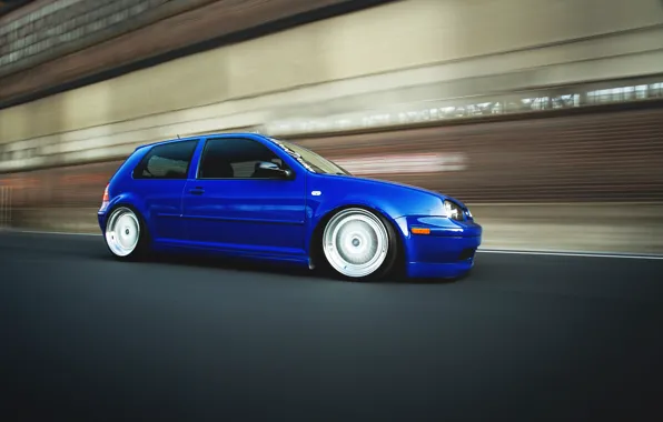 Картинка синий, volkswagen, гольф, golf, blue, фольксваген, MK4