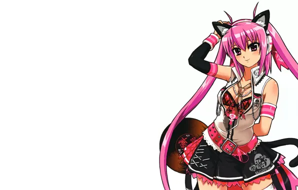Pink hair, neko, anime