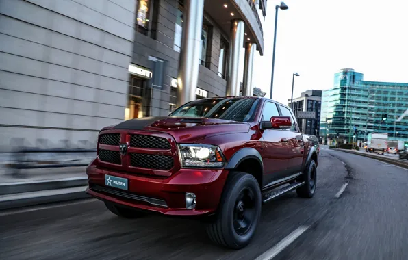 Картинка город, улица, Dodge, пикап, Ram, 2017, 1500 RX Crew Cab, Militem