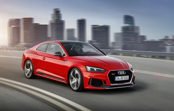 Audi, City, German, Red, Race, Speed, RS5, 2018